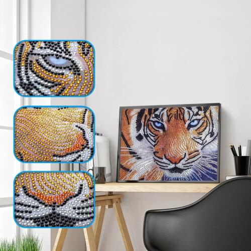 5D DIY Special Shaped Diamond Painting Painted Cartoon Animals Tiger Crystal Embroidery Animal Cross Stitch Crafts Decoration