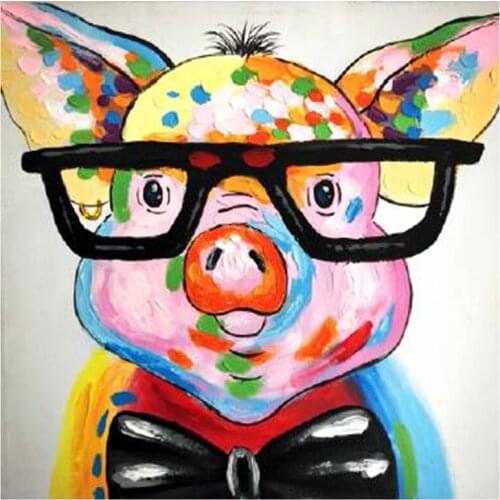 5D DIY Full Round/Square Diamond Painting Comic Pig 3D Embroidery Cross Stitch Rhinestone Mosaic Home Dector Stickers Gift Y511