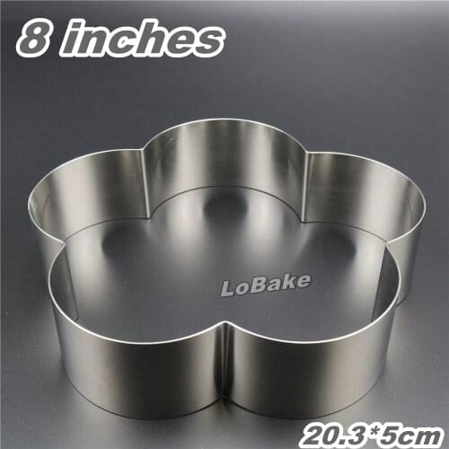 8 inches 5cm height five-petaled flower stainless steel mousse cake mold ring cheesecake mould baking molds DIY baking tools