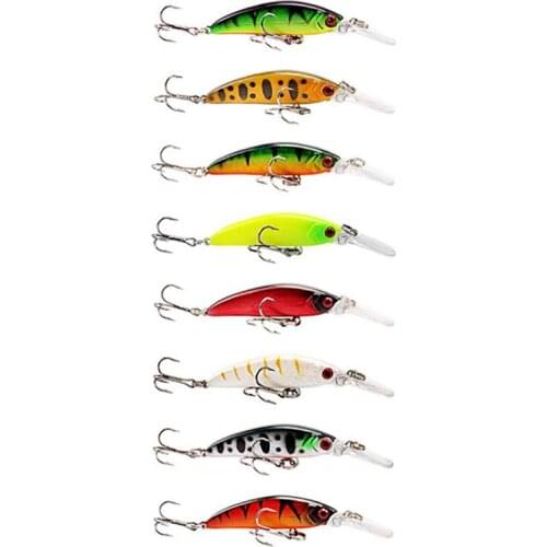 8 Pieces Sinking Deep Diving Minnow Fishing Lures 7cm 5.6g Fresh Water Bass Perch Fish Bait