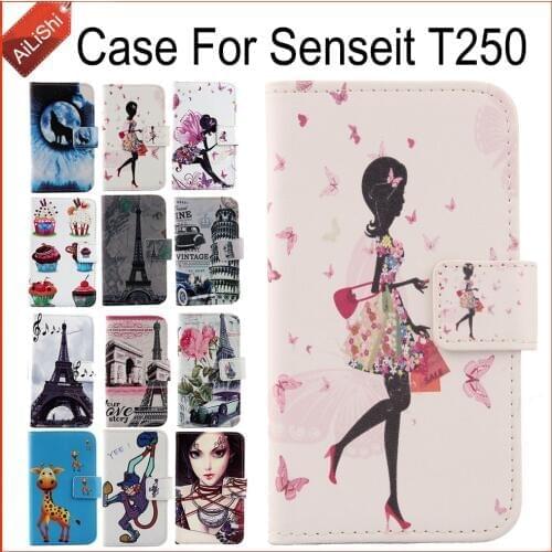 AiLiShi Case For Senseit T250 Luxury Flip PU Painted Leather Case T250 Senseit Exclusive 100% Special Phone Cover Skin+Tracking