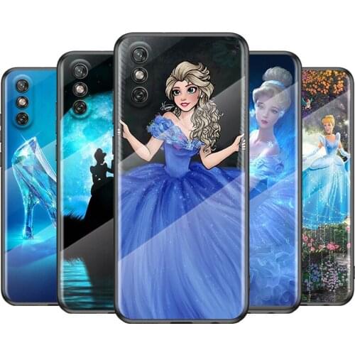 Princess Cinderella For Huawei Y6 Y7 Y9 Y5P Y6P Y8S Y8P Y9A P Smart Z 2019 2020 2021 Tempered Glass Phone Case