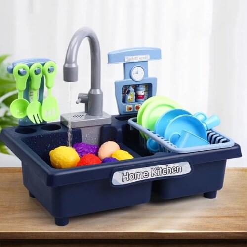 Childrens Early Education Play House Simulation Dishwasher Electric Circulation Water Kitchen Wash Basin Sink Toy Gifts