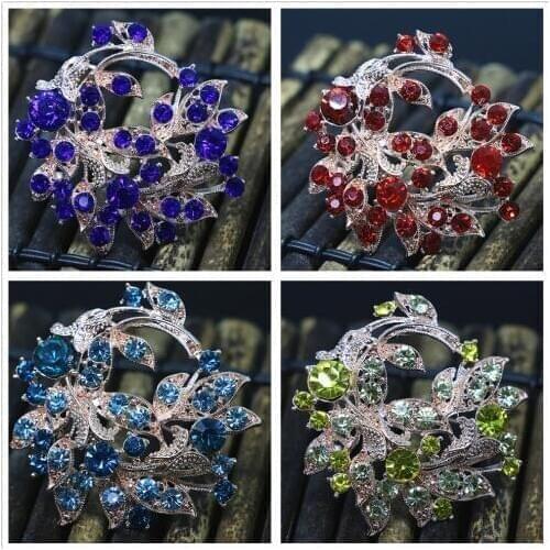 Elegant crystal colorful rhinestone peacock cute brooches for women high quality rose gold-color accessories B1436