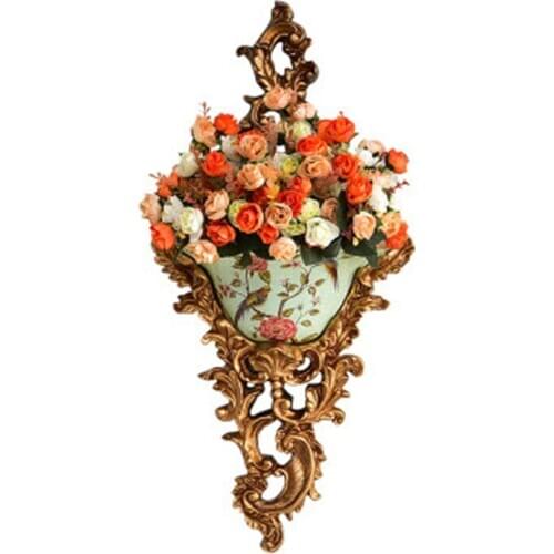 EUROPEAN STYLE RETRO SIMULATION WALL FLOWER RESIN FLOWERPOT LIVING ROOM SOFA BACKGROUND WALL FLORICULTURE HANGING DROP X1456