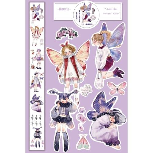 Fairy Flower Butterfly Girls Special Oil Washi Tapes Bullet Journal Masking Tape Adhesive Tape DIY Scrapbooking Washi Stickers