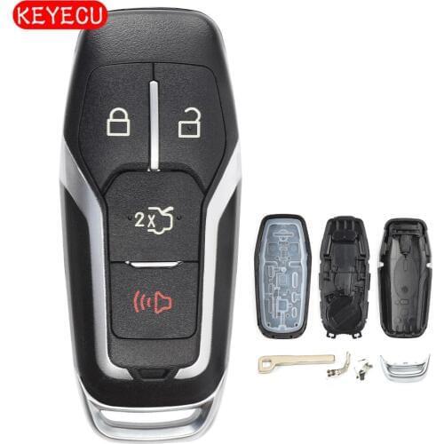 Keyecu Smart Prox Remote Key Shell Case 4 Button Fob for Ford Mustang Fusion F150