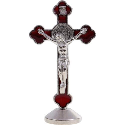 Durable Magnetic Bottom Cross Statue Crucifix Jesus Christianity Accessory for House Chapel Decoration Crafts