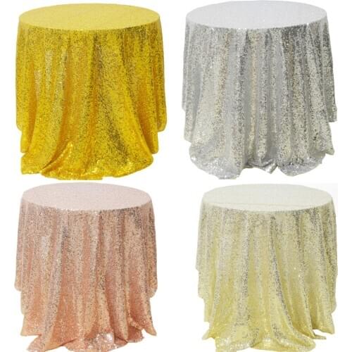 Round 60/80cm Sequin Tablecloth Glitter Table Cloth Wedding Banquet Christmas Birthday Party Decoration Home Gold Tea Tablecloth