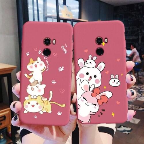 Lovely Funda For Xiaomi Mi Mix 2 case xiaomi mix 2 Back Cover Silicone Cat Rabbit Cute For xiaomi mi mix 2 Cover Hawthorn Red