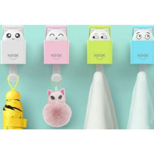 Fashion 0 Shipping Fee Innovative Cat Hook Storage Rack Hanger Living Room Wall Sticky Hook Decor
