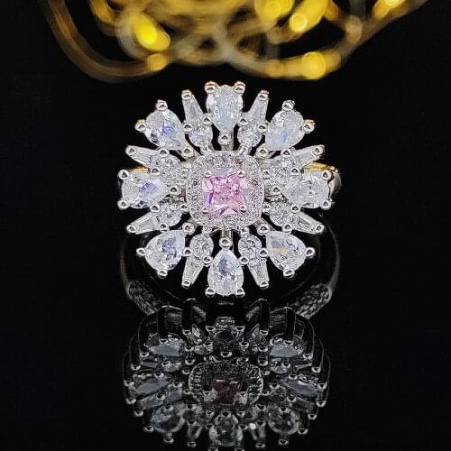 2021 New Luxury Pink Color Pear 925 Sterling Silver Engagement Ring for Women Anniversary Gift Jewelry Wholesale R6196