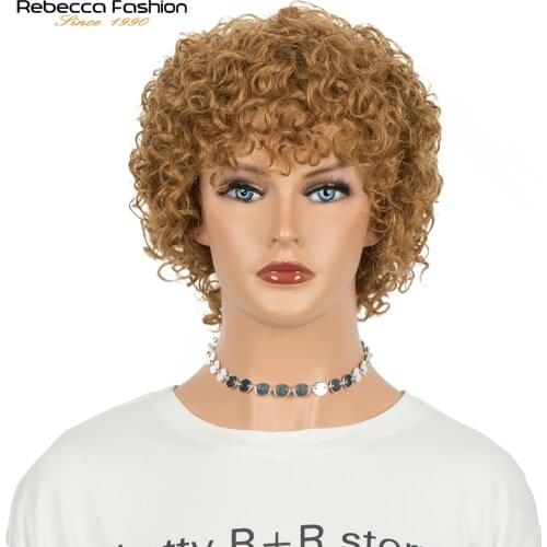 Rebecca Pixie Cut Wig Blond Short Curly Human Hair Wigs Cheap Remy Human Hair Wig Full Machine Made Perruque Cheveux Humain