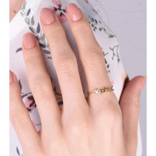 Custom name ring personalized custom ring adjustable size stainless steel jewelry wedding ring girl gift