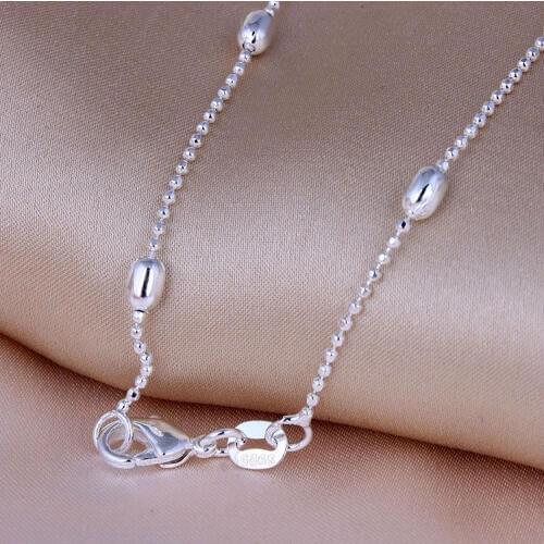 Silver plated beads chain wholesale engagement gift party vintage jewelry accessories for women cheap 16" - 30" necklace chain