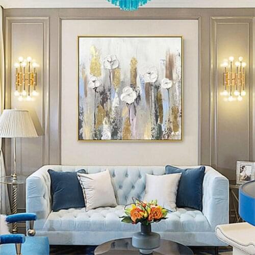 Hand Painted Abstract Oil Painting Wall Art Flowers Landscape Minimalist Modern On Canvas Decorative For Living Room No Frame