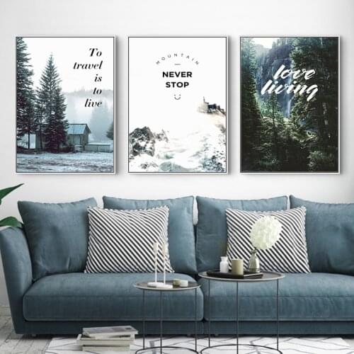 Nordic travel Lanscape Wall Art Canvas Poster and Print Canvas Painting Decorative forest Picture for Living Room Home Decor