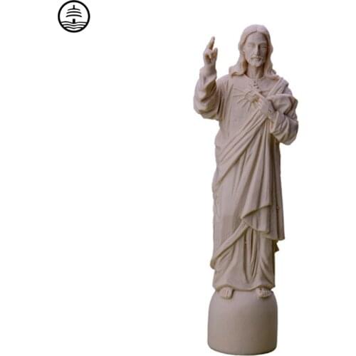 Retro Holy Hand Painted Religious Figurine Vintage resin Jesus Sacred Heart Statue 22.5cm High A1534