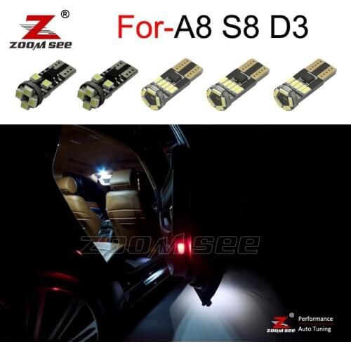 23pc x Error Free LED door bulb + LED Interior dome mirror Light Kit for Audi A8 S8 D3 Quattro (2003-2009)
