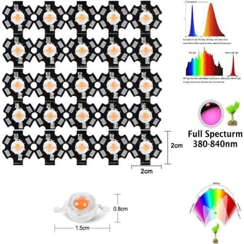 50pcs/lot 3W full spectrum led grow chip with PCB star , led grow lights ,broad spectrum 380nm-840nm led diode for indoor plant