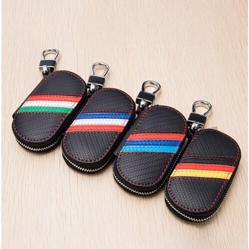 Carbon Fiber Three Color Flag Tricolor Flag Striped Key Case Key Bag Car Interior Storage Decoration