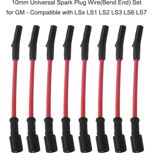 10mm High-performance Spark Plug Wires(Bend End) Set Fit for Chevrolet GM for LSx LS1 LS2 LS3 LS6 LS7 SI-AT38006