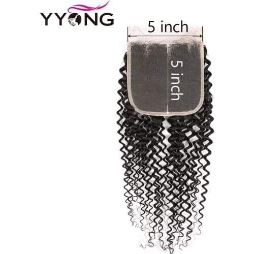 Yyong Hair 5x5 Lace Closure Brazilian Kinky Curly 10-22 Inch Free Part 100% Remy Human Hair Closure Free Shipping