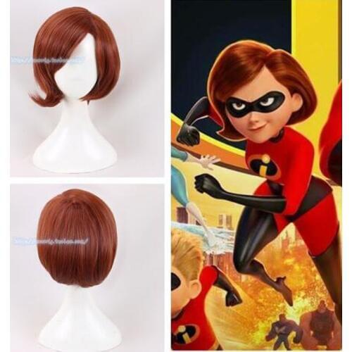 The Incredibles Helen Parr Elastigirl Short Bob Wig Cosplay Wigs For Women + wig cap