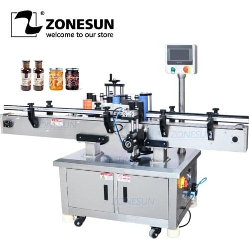 ZONESUN Automatic E-juice Beverage Round Bottles Vial Can Jar Positioning And Labeling Machine Adhesive Label Sticker Applicator