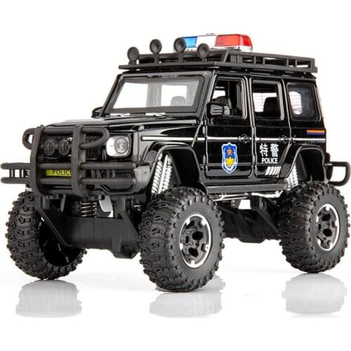 1:32 Mercedes-Benz AMG G63 ORV Big Wheels Police Car Glideable with Lights Sounding 6 Doors Openable Alloy Diecast Model Boy Toy