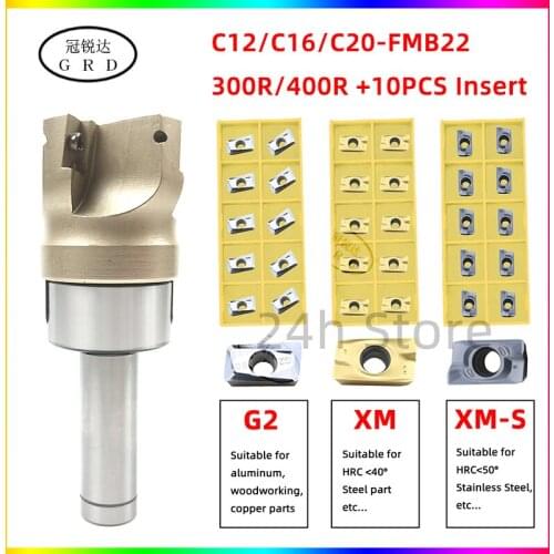 1set C12 C16 C20 FMB22 300R 400R Face end mill APMT1135 APMT1604 Inserts Woodworking Stainless Steel Parts For Machine Milling