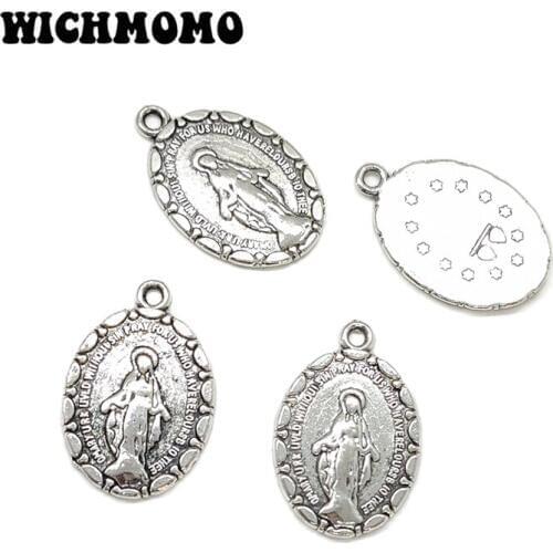 2019 New 10pcs 25*16MM Handmade Retro Plated Zinc Alloy Oval Religious Figure Charms Pendants for DIY Jewelry Accessories