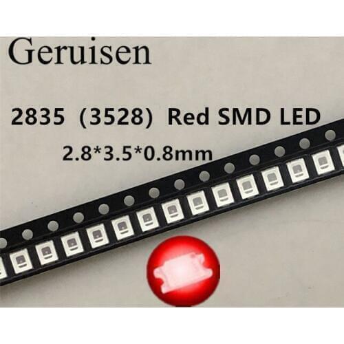 2000PCS/12-20LM 2835 Red SMD LED 0.2W high bright light emitting diode chip leds 620-625NM PLCC-2 60Ma SMD/SMT 3528 Red