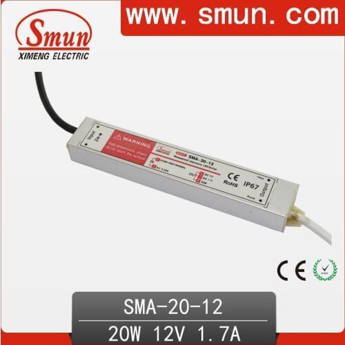 20W6-12A 1.7A constant current waterproof IP67 LED driver switching power supply for led strip light CE ROHS 1 year warranty