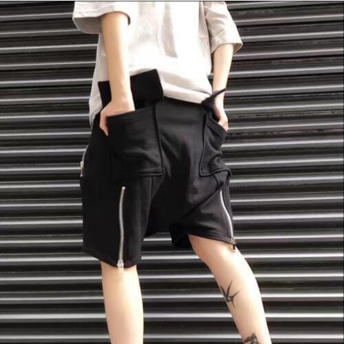 27-44 Original High Street Tide Low Crotch Shorts Men And Women Loose Wild Knee Length Tide Brand Casual Shorts Singer Costumes