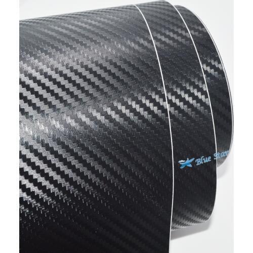 300cmX30cm Waterproof DIY 3D Car Sticker Car-Styling Car Carbon Fiber Vinyl Wrapping Film With Black / White