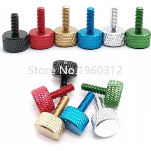 5pcs/lot M3 M4*6/8/10/12/16 colourful aluminum knurled hand tighten thumb screw