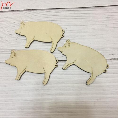 50pcs wood cut out pig shape silhouette cut out wood wooden crafts wholesalers wooden animal decoration