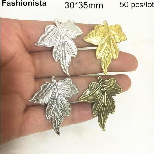 50 pcs Metal Stamping Leaf Charms 30*35mm,Grape Leaves,Gold-color,Silver-color,Bronze,Steel,DIY Jewelry & Crafts Findings
