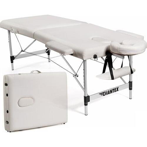 84"L Portable Massage Table Adjustable Facial Salon Spa Bed w/ Carry Case White/Black