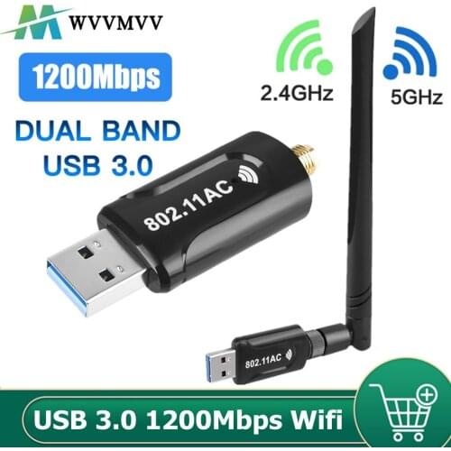 WVVMVV Wifi Adapter Dual Band 5G Wi-fi Adapter Ethernet Receiver Wireless Network Card 3.0 USB Wifi Antenna For Desktop Laptop