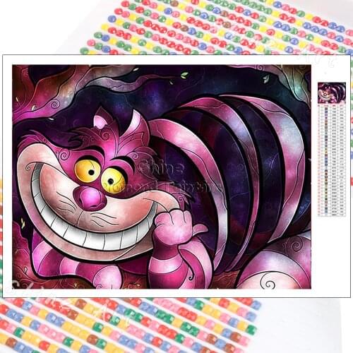 Diamond Painting Disney Cartoon Cheshire Cat Stained Glass Art 5D DIY Mosaic Embroidery Full Square Home Decoration Kids Gifts