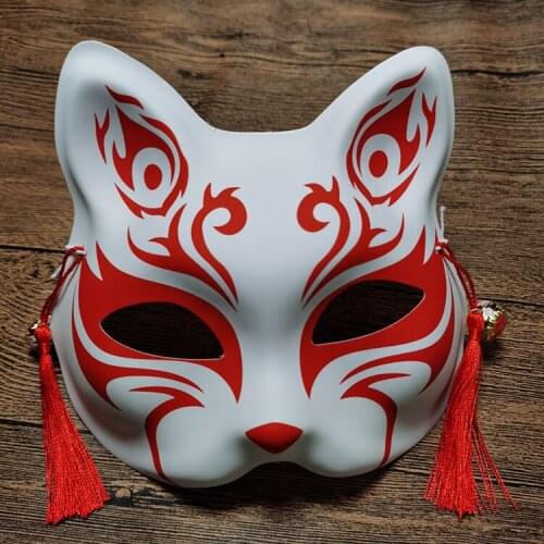 Anime Cosplay Fox Cat Mask Face Woman Costume Props Tassel Decoration Halloween Accessories Japanese Style