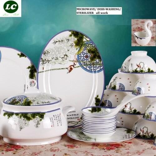 Free shipping Ceram Dinnerware set MICROWAVE USE 56pcs dishes Set Ladles high quality Tableware kitchenwaremic plates
