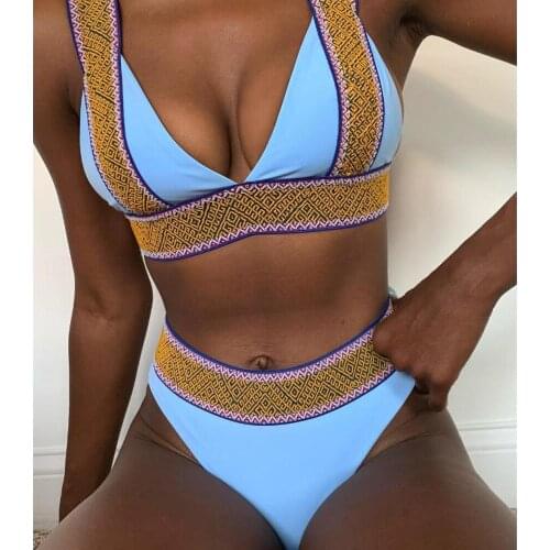 Two pieces High Waist Bikinis 2021 Mujer Retro Bandage Swimsuit Women Swimwear Female Summer Push Up Biquini Bathing Suit XL