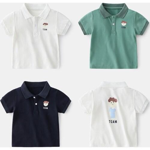Kids Summer Polo Shirts Cotton Boys Clothes Short Sleeve Tops Kids Polo Shirt Blue White Boys Clothing