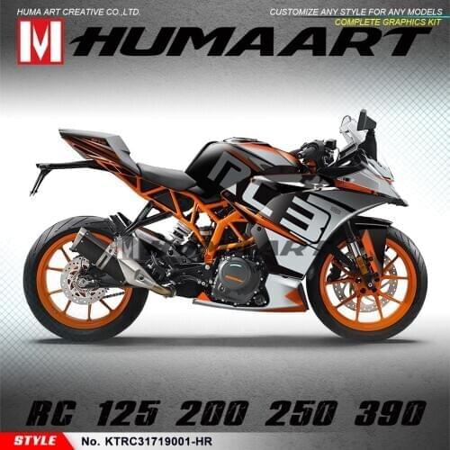 HUMAART Motorcycle Graphic Personalized Stickers Vinyl Decals Kit Fit RC 125 200 RC125 RC200 2017 2018 2019 2020 Customizable
