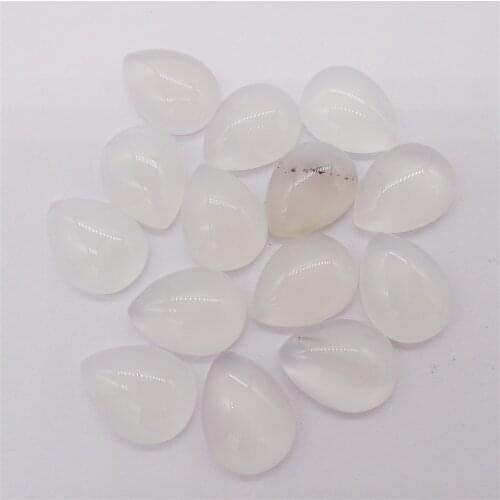 100Pcs 18x13x6mm White Agate Teardrop Cab Cabochon For DIY Jewelry Making Necklace Accessories Boutique Gift