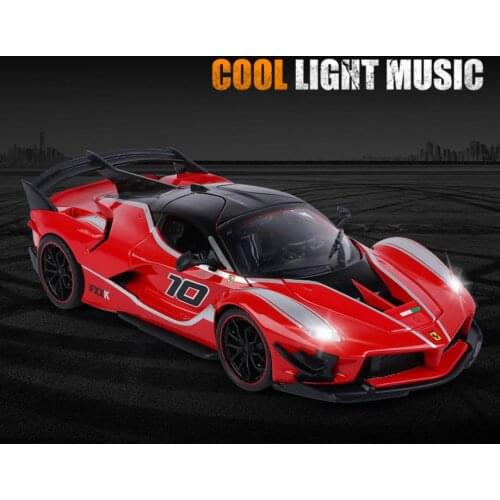 Classic 1:24 scale iTALIAN horse logo FXX K Ferra super sport car metal model with light and sound diecast pull back alloy toys