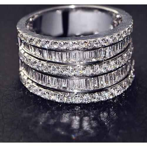 Big Zircon Stone S925 Sterling Silver Color Band Rings for Women Wedding Engagement Rings Fashion Jewelry 2019 Hot Sale